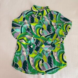 Rachel Zoe Women’s 70s Inspired Shirt Blouse Green Size S